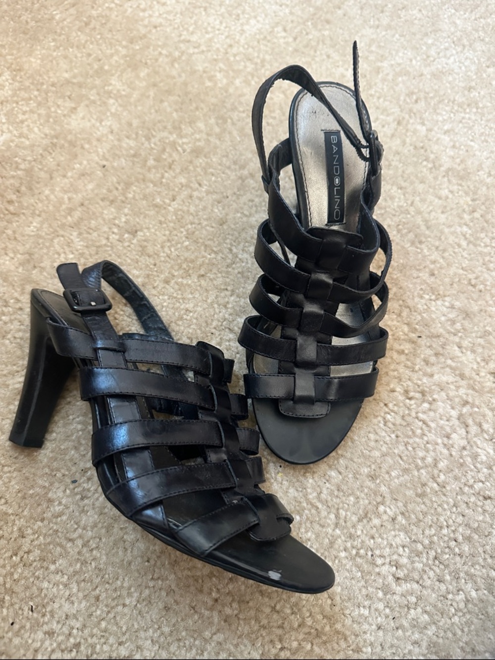 Bandolino Black Woven Strappy High Heel Sandals